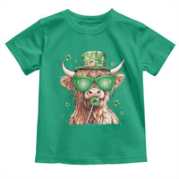 Funny St Patrick's Day Highland Cow Shamrock Toddler T Shirt