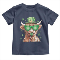 Funny St Patrick's Day Highland Cow Shamrock Toddler T Shirt