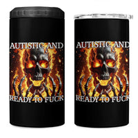 Funny Autistic Fire Skeleton 4 in 1 Can Cooler Tumbler Autism Humor Joke