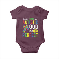 Society Says I Am Autistic God Says I Am Perfect Baby Onesie Autism Awareness
