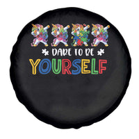 Funny Autism Awareness Dare To Be Yourself Spare Tire Cover Dabbing Unicorn