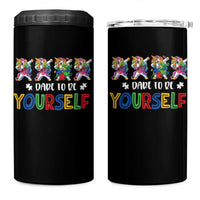 Funny Autism Awareness Dare To Be Yourself 4 in 1 Can Cooler Tumbler Dabbing Unicorn