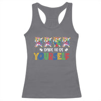 Funny Autism Awareness Dare To Be Yourself Racerback Tank Top Dabbing Unicorn