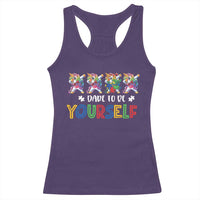 Funny Autism Awareness Dare To Be Yourself Racerback Tank Top Dabbing Unicorn