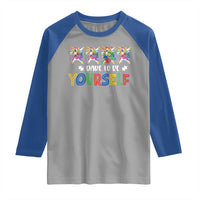 Funny Autism Awareness Dare To Be Yourself Raglan Shirt Dabbing Unicorn