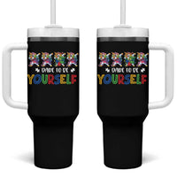 Funny Autism Awareness Dare To Be Yourself Tumbler With Handle Dabbing Unicorn