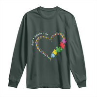Autism Awareness Accept Understand Love Long Sleeve Shirt Love Heart Puzzle Pieces