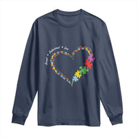 Autism Awareness Accept Understand Love Long Sleeve Shirt Love Heart Puzzle Pieces