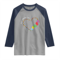 Autism Awareness Accept Understand Love Raglan Shirt Love Heart Puzzle Pieces