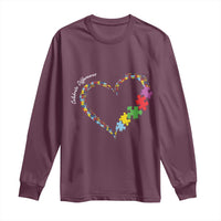 Autism Awareness Celebrate Differences Long Sleeve Shirt Love Heart Puzzle Pieces