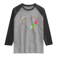 Autism Awareness Celebrate Differences Raglan Shirt Love Heart Puzzle Pieces