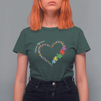 Autism Awareness Celebrate Differences T Shirt For Women Love Heart Puzzle Pieces