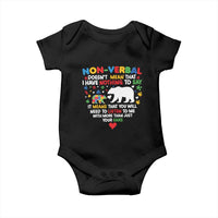Autism Awareness Baby Onesie Non Verbal Doesn't Mean That I Have Nothing To Say Puzzle Bear