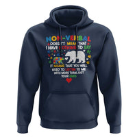 Autism Awareness Hoodie Non Verbal Doesn't Mean That I Have Nothing To Say Puzzle Bear