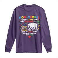 Autism Awareness Long Sleeve Shirt Non Verbal Doesn't Mean That I Have Nothing To Say Puzzle Bear