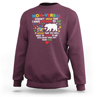 Autism Awareness Sweatshirt Non Verbal Doesn't Mean That I Have Nothing To Say Puzzle Bear