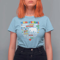 Autism Awareness T Shirt For Women Non Verbal Doesn't Mean That I Have Nothing To Say Puzzle Bear