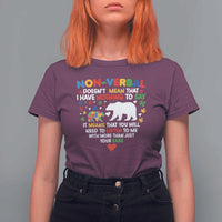 Autism Awareness T Shirt For Women Non Verbal Doesn't Mean That I Have Nothing To Say Puzzle Bear