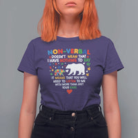 Autism Awareness T Shirt For Women Non Verbal Doesn't Mean That I Have Nothing To Say Puzzle Bear