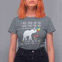 Autism Awareness Mom T Shirt For Women I Will Speak Fight Advocate For You So That You Can Do It For Yourself