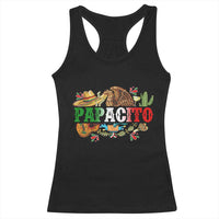 Funny Mexican Dad Papacito Racerback Tank Top Cinco De Mayo Golden Eagle Sombrero