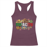 Funny Mexican Dad Papacito Racerback Tank Top Cinco De Mayo Golden Eagle Sombrero