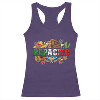 Funny Mexican Dad Papacito Racerback Tank Top Cinco De Mayo Golden Eagle Sombrero