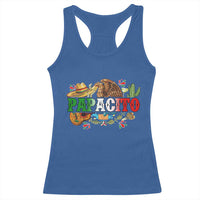 Funny Mexican Dad Papacito Racerback Tank Top Cinco De Mayo Golden Eagle Sombrero
