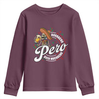 Funny Cinco De Mayo Youth Sweatshirt Borracho Pero Buen Muchacho Mexican Skeleton With Beers