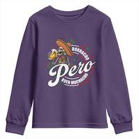 Funny Cinco De Mayo Youth Sweatshirt Borracho Pero Buen Muchacho Mexican Skeleton With Beers