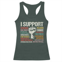 I Support Progressive Liberal Human Rights Racerback Tank Top Vintage Hand Fist