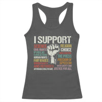 I Support Progressive Liberal Human Rights Racerback Tank Top Vintage Hand Fist