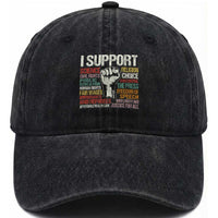I Support Progressive Liberal Human Rights Washed Cotton Baseball Cap Vintage Hand Fist