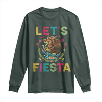 Funny Cinco De Mayo Long Sleeve Shirt Let's Fiesta Golden Eagle Mexico Flag
