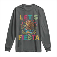 Funny Cinco De Mayo Long Sleeve Shirt Let's Fiesta Golden Eagle Mexico Flag
