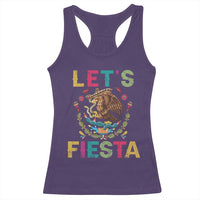 Funny Cinco De Mayo Racerback Tank Top Let's Fiesta Golden Eagle Mexico Flag