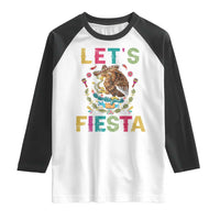Funny Cinco De Mayo Raglan Shirt Let's Fiesta Golden Eagle Mexico Flag