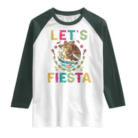 Funny Cinco De Mayo Raglan Shirt Let's Fiesta Golden Eagle Mexico Flag