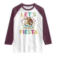 Funny Cinco De Mayo Raglan Shirt Let's Fiesta Golden Eagle Mexico Flag