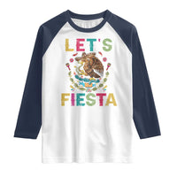 Funny Cinco De Mayo Raglan Shirt Let's Fiesta Golden Eagle Mexico Flag