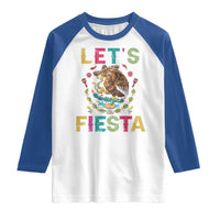 Funny Cinco De Mayo Raglan Shirt Let's Fiesta Golden Eagle Mexico Flag