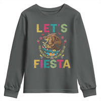 Funny Cinco De Mayo Youth Sweatshirt Let's Fiesta Golden Eagle Mexico Flag