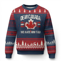 Dear Canada We Hate Him Too Ugly Christmas Sweater Vintage Maple Leaf - Wonder Print Shop