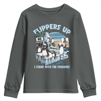 Flippers Up I Stand With The Peinguins Youth Sweatshirt Penguins Tariff Resist