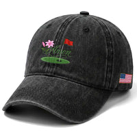 Amen Funny Golf Washed Cotton Baseball Cap Azalea Floral Augusta Georgia for Golfers