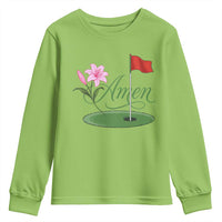 Amen Funny Golf Youth Sweatshirt Azalea Floral Augusta Georgia for Golfers