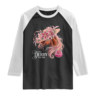 Talk Derby To Me Raglan Shirt Funny Horse Racing Derby Day Stargazer Lilies