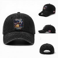Back To The Moon Mission 2026 Washed Cotton Baseball Cap Rocket Launch Moon Space Program