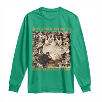 Just A Mom Trying To Keep Her Ducks In A Row Long Sleeve Shirt Funny Duck Mom