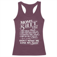 Mom Shit List Racerback Tank Top Funny Mom Life Sarcastic Mothers Day